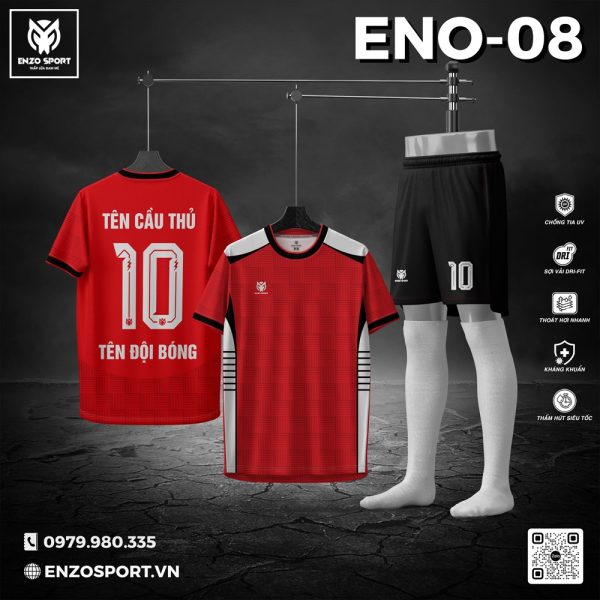 Áo Bóng Đá Không Logo ENO-08 Đỏ