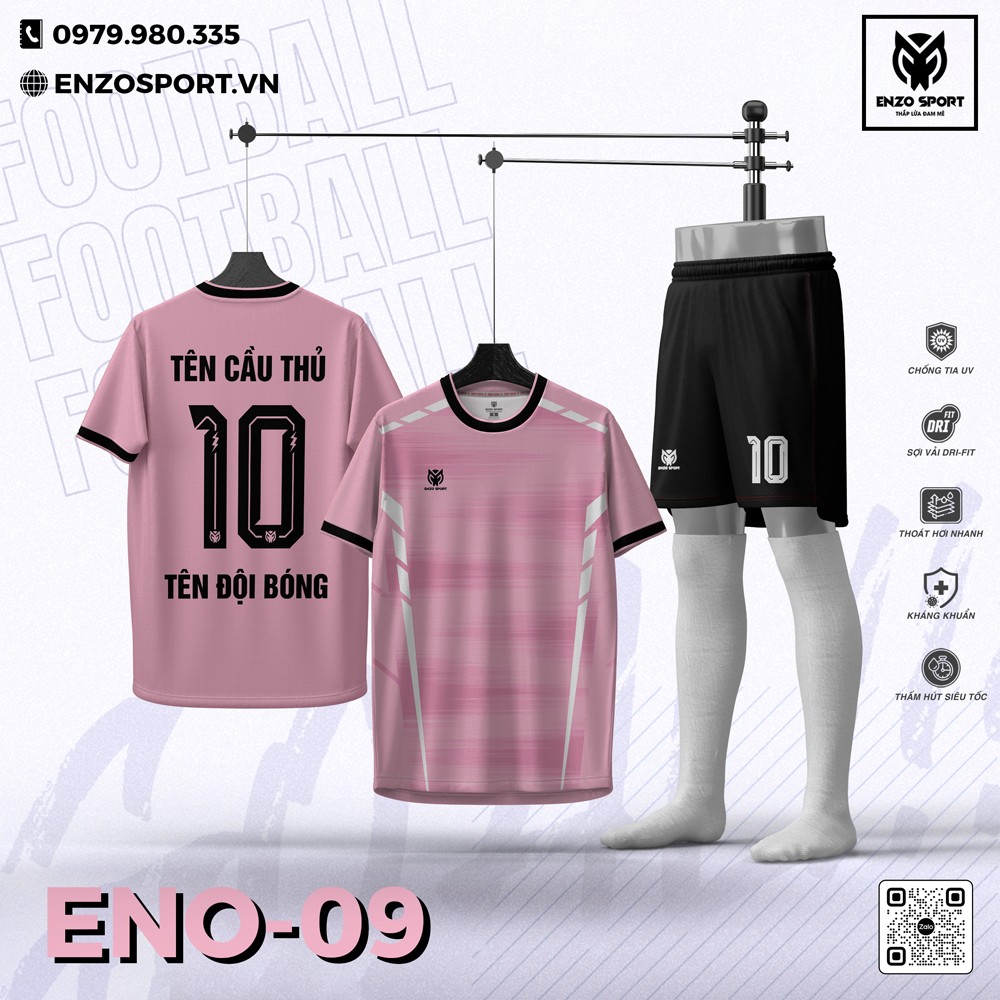 Áo Bóng Đá Không Logo ENO-09 Hồng