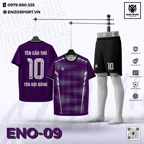 Áo Bóng Đá Không Logo ENO-09 Tím