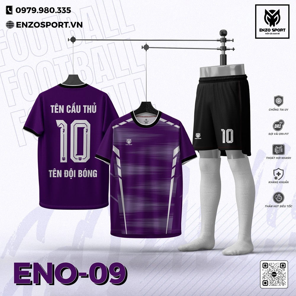 Áo Bóng Đá Không Logo ENO-09 Tím