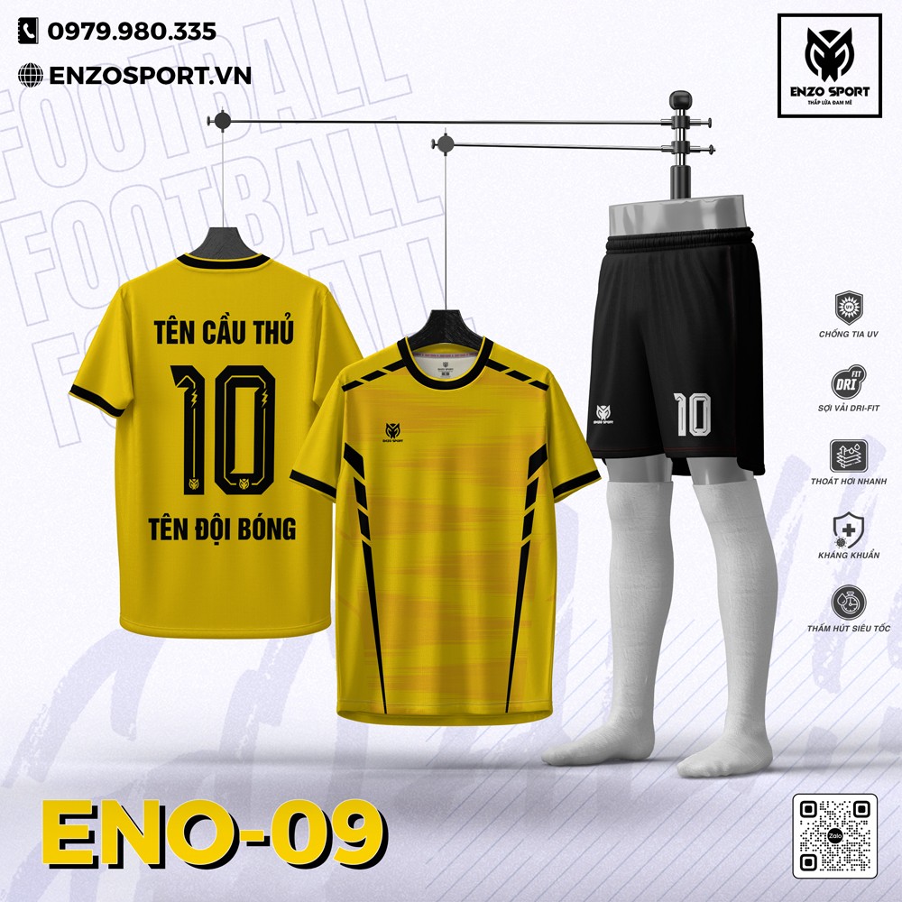 Áo Bóng Đá Không Logo ENO-09 Vàng