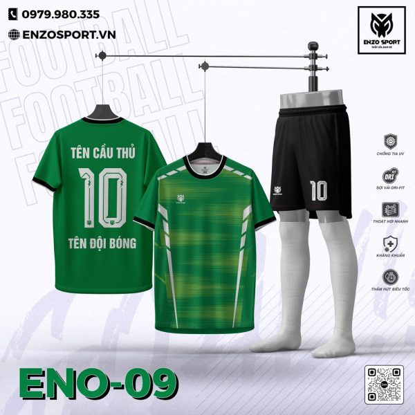 Áo Bóng Đá Không Logo ENO-09 Xanh Ket