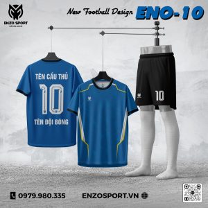 Áo Thiết Kế Không Logo ENO-10 Màu Xanh Bích