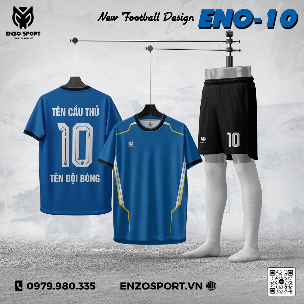 Áo Thiết Kế Không Logo ENO-10 Màu Xanh Bích