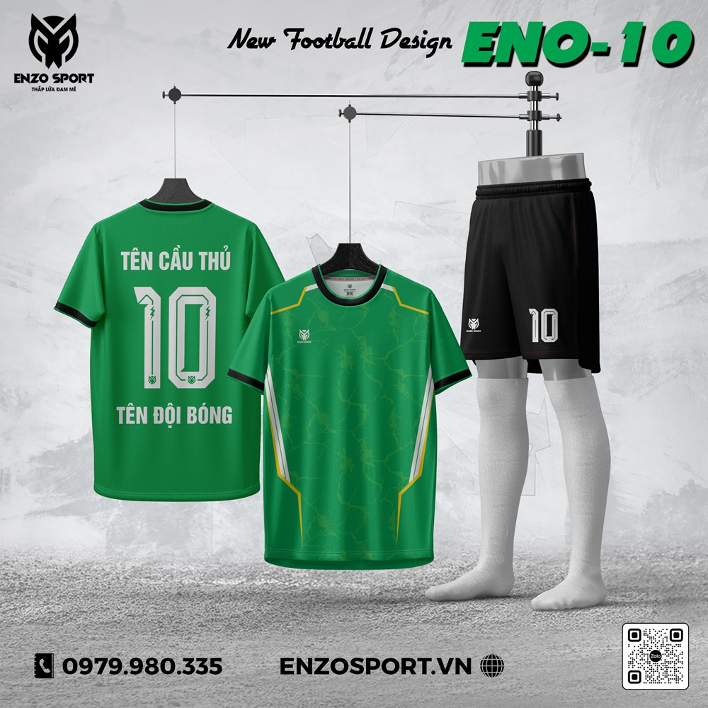Áo Thiết Kế Không Logo ENO-10 Màu Xanh Ket