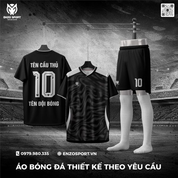 Áo Bóng Đá Không Logo Màu Đen Mới Nhất