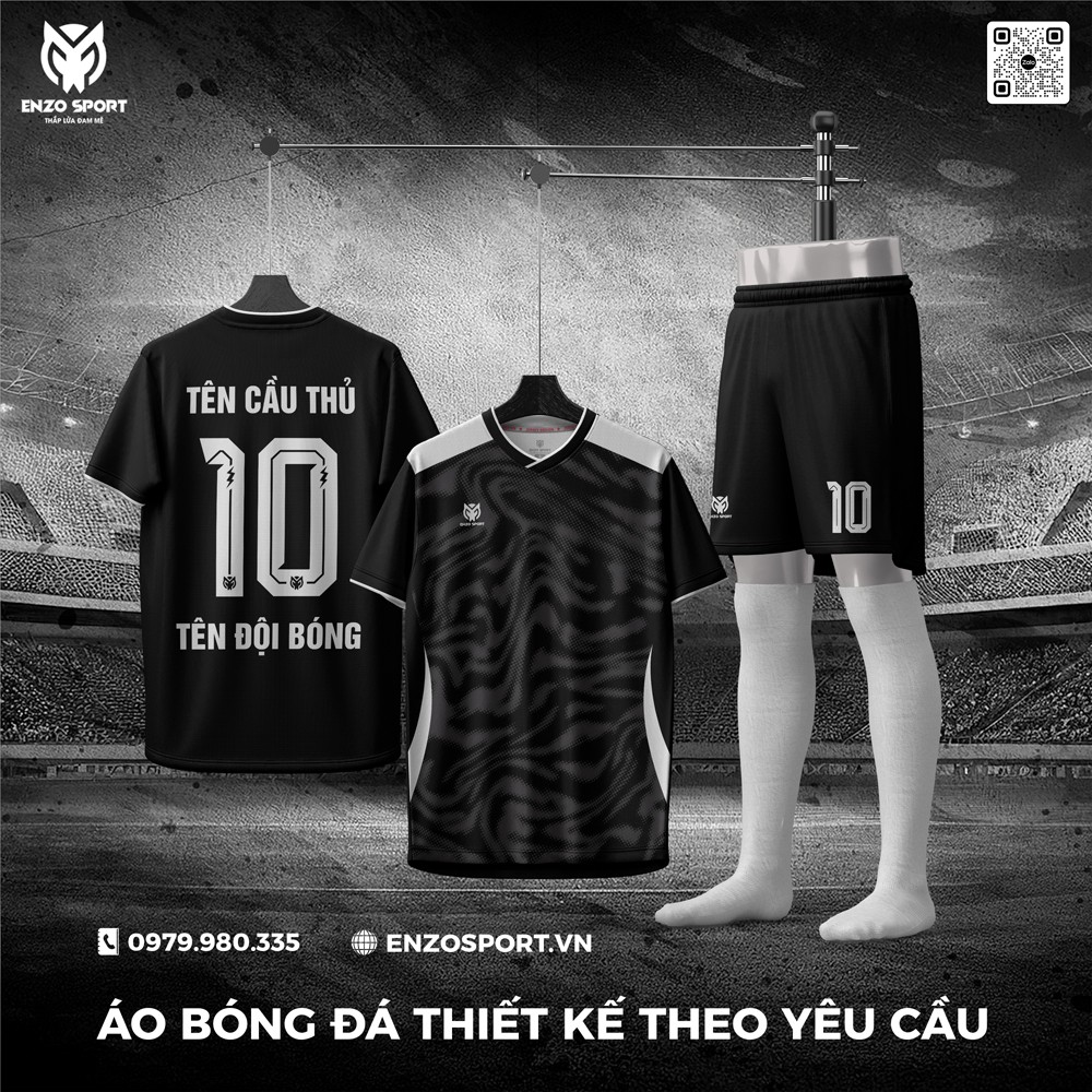 Áo Bóng Đá Không Logo Màu Đen Mới Nhất