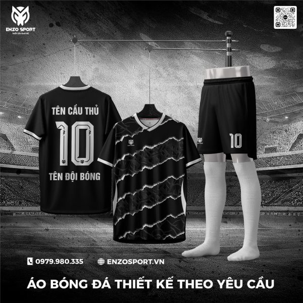 Áo Bóng Đá Không Logo Màu Đen Mới Nhất