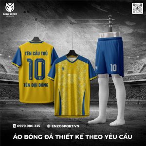 Áo Bóng Đá Không Logo Phối Màu Xanh Vàng Đẹp Mắt