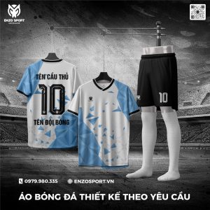 Áo Bóng Đá Không Logo Phối Màu Trắng Xanh Độc Lạ