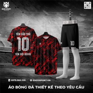 Áo Bóng Đá Không Logo Phối Màu Đỏ Đen Nổi Bật