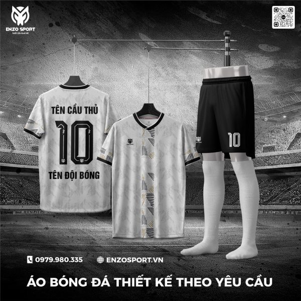 Áo Bóng Đá Không Logo Màu Xám Trắng Đẹp Nhất
