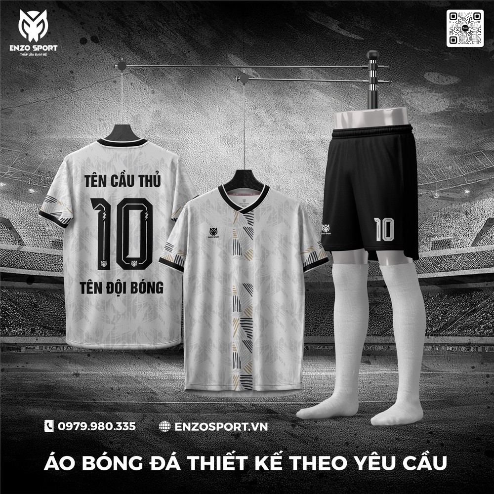 Áo Bóng Đá Không Logo Màu Xám Trắng Đẹp Nhất