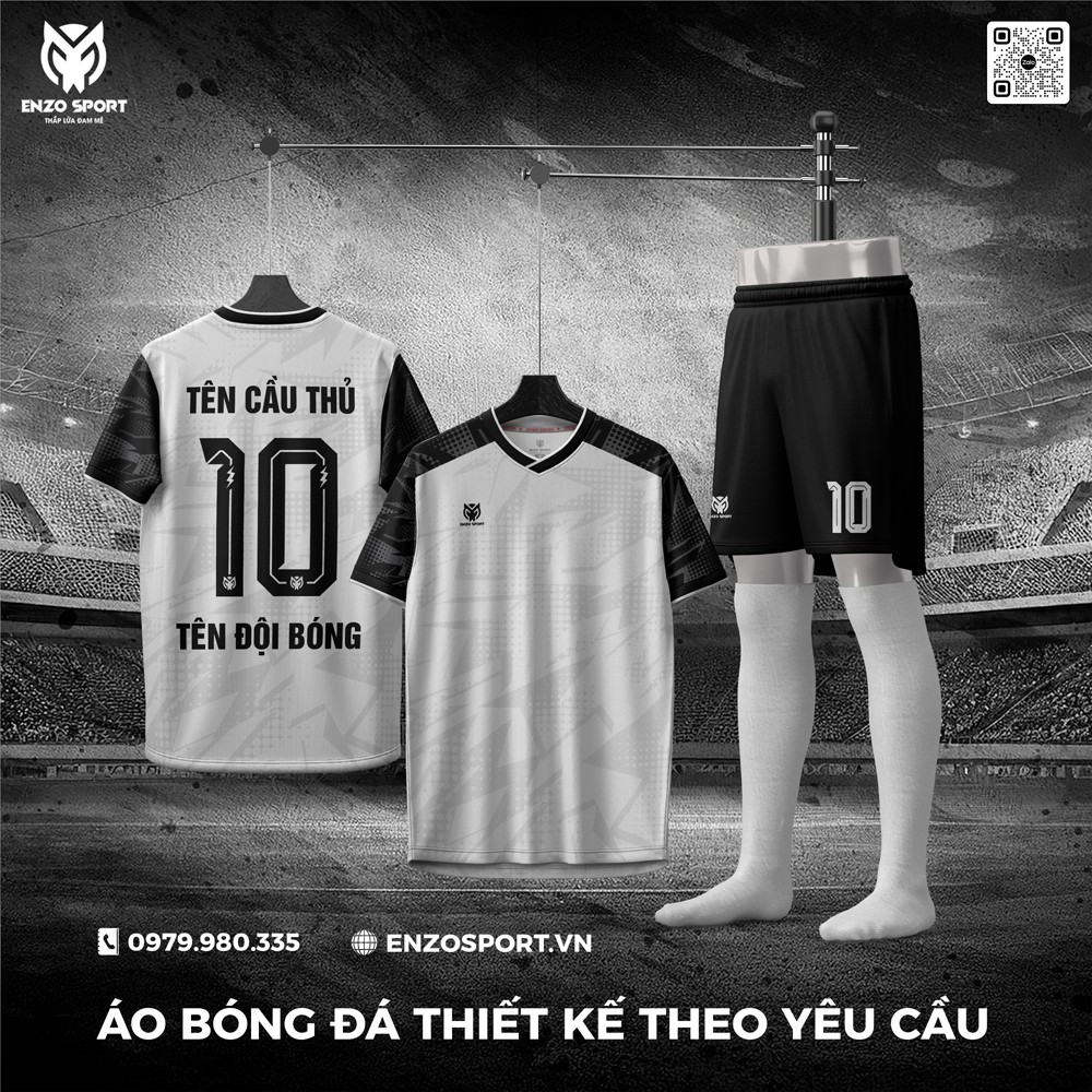 Áo Bóng Đá Không Logo Màu Trắng Đen Nổi Bật