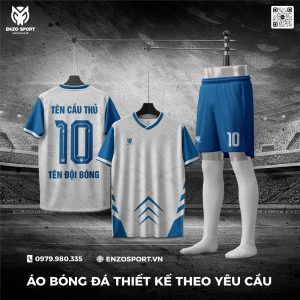 Áo Bóng Đá Không Logo Phối Trắng Xanh Đẹp Nhất
