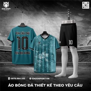 Áo Bóng Đá Không Logo Màu Xanh Loang Đẹp Mắt