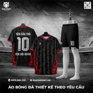 Áo Bóng Đá Không Logo Màu Đen Đỏ Mới Nhất