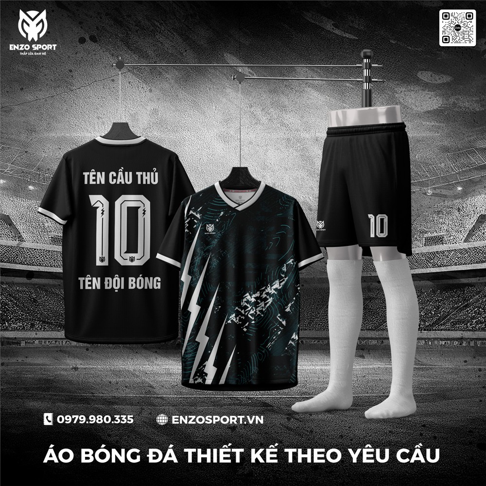 Áo Bóng Đá Không Logo Màu Đen Mới Nhất
