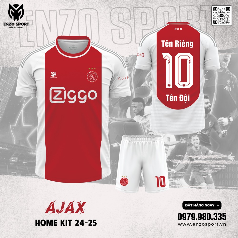 Áo đấu Ajax Home Kit 24-25 màu đỏ trắng cổ điển