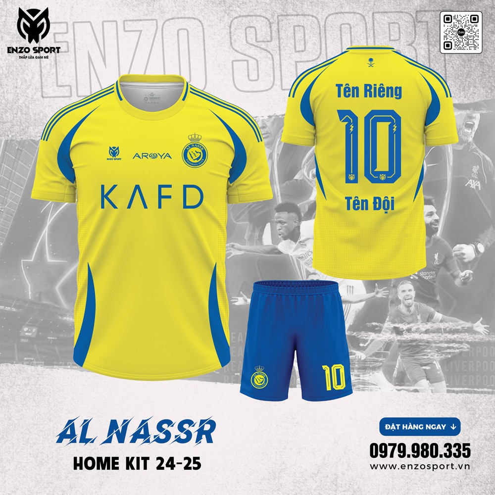 Áo đấu Al Nassr sân nhà 2024-2025 màu vàng tươi nổi bật