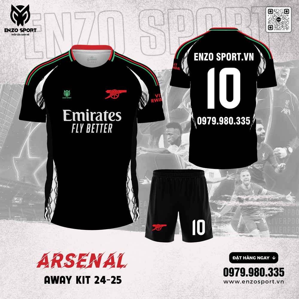 Arsenal Away Kit 24–25 màu đen ENZO SPORT