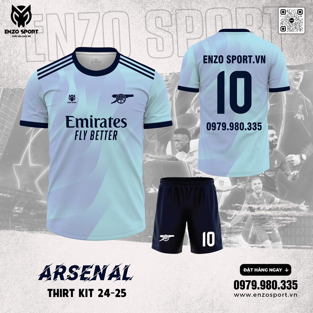 Áo đấu Arsenal 2024-2025 xanh dương nhạt từ Enzo Sport