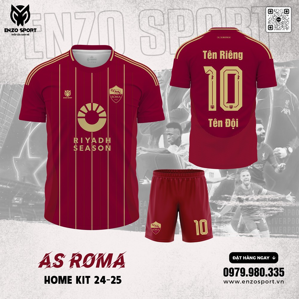 Áo Đấu AS Roma Sân Nhà Màu Đỏ Rượu Vang 2024-2025