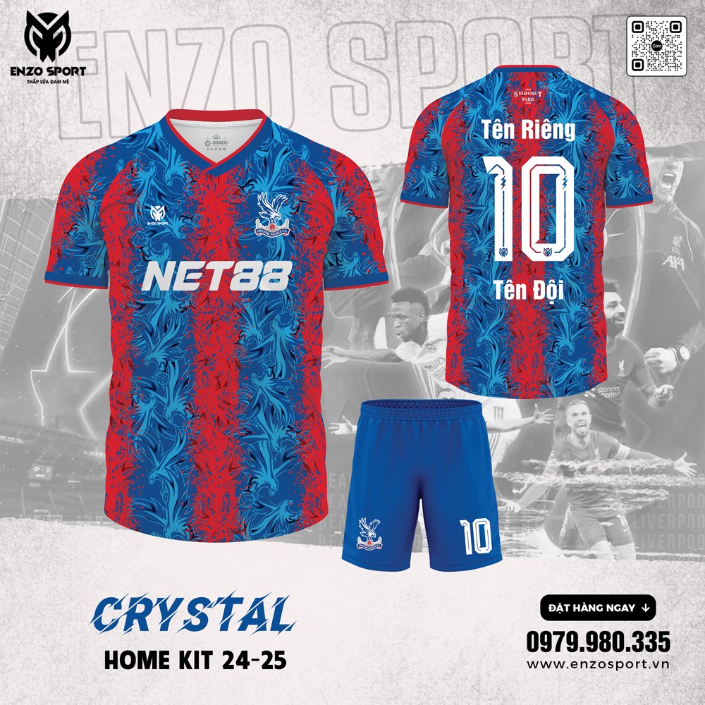 Áo đấu CRYSTAL HOME KIT 24-25 màu xanh đỏ nổi bật