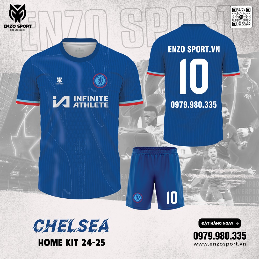 Chelsea Home Kit 2024-2025 đến từ ENZO SPORT với tone xanh dương đặc trưng