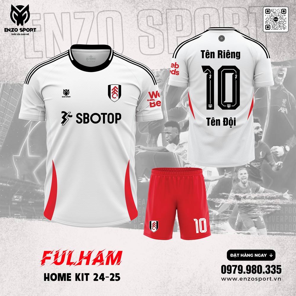 Áo đấu CLB Fulham sân nhà 2024-2025 Trắng Đỏ Enzo Sport