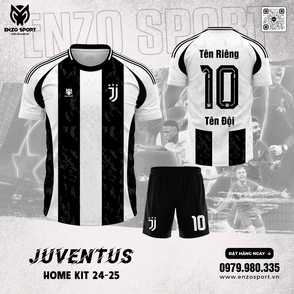 Áo bóng đá Juventus sân nhà mùa giải 2024-2025 phối màu đen trắng