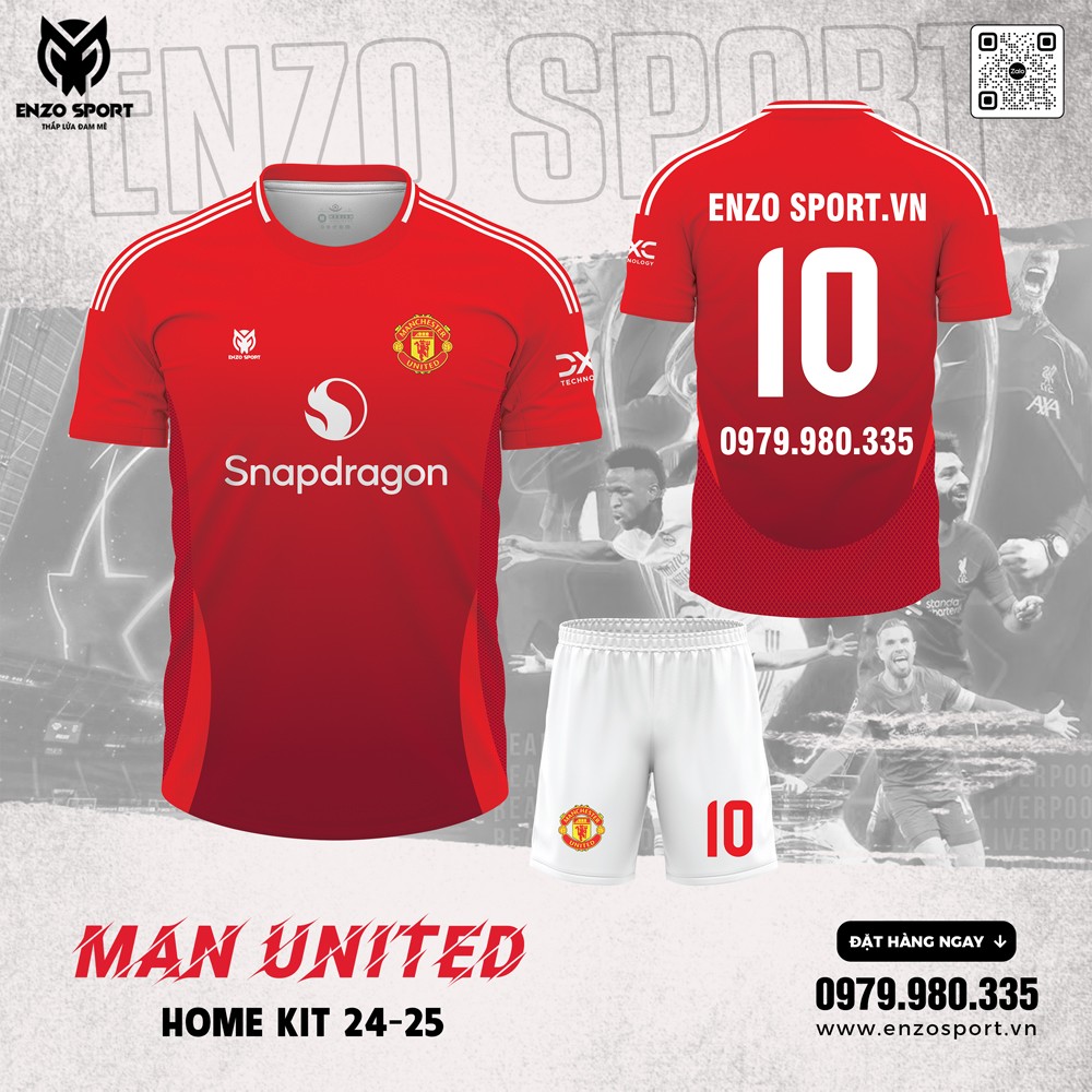 Đồng phục Manchester United 2024-2025 sân nhà màu đỏ từ Enzo Sport