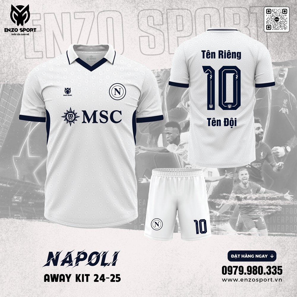 Áo đấu bóng đá Napoli sân khách Away Kit 2024-2025 màu trắng
