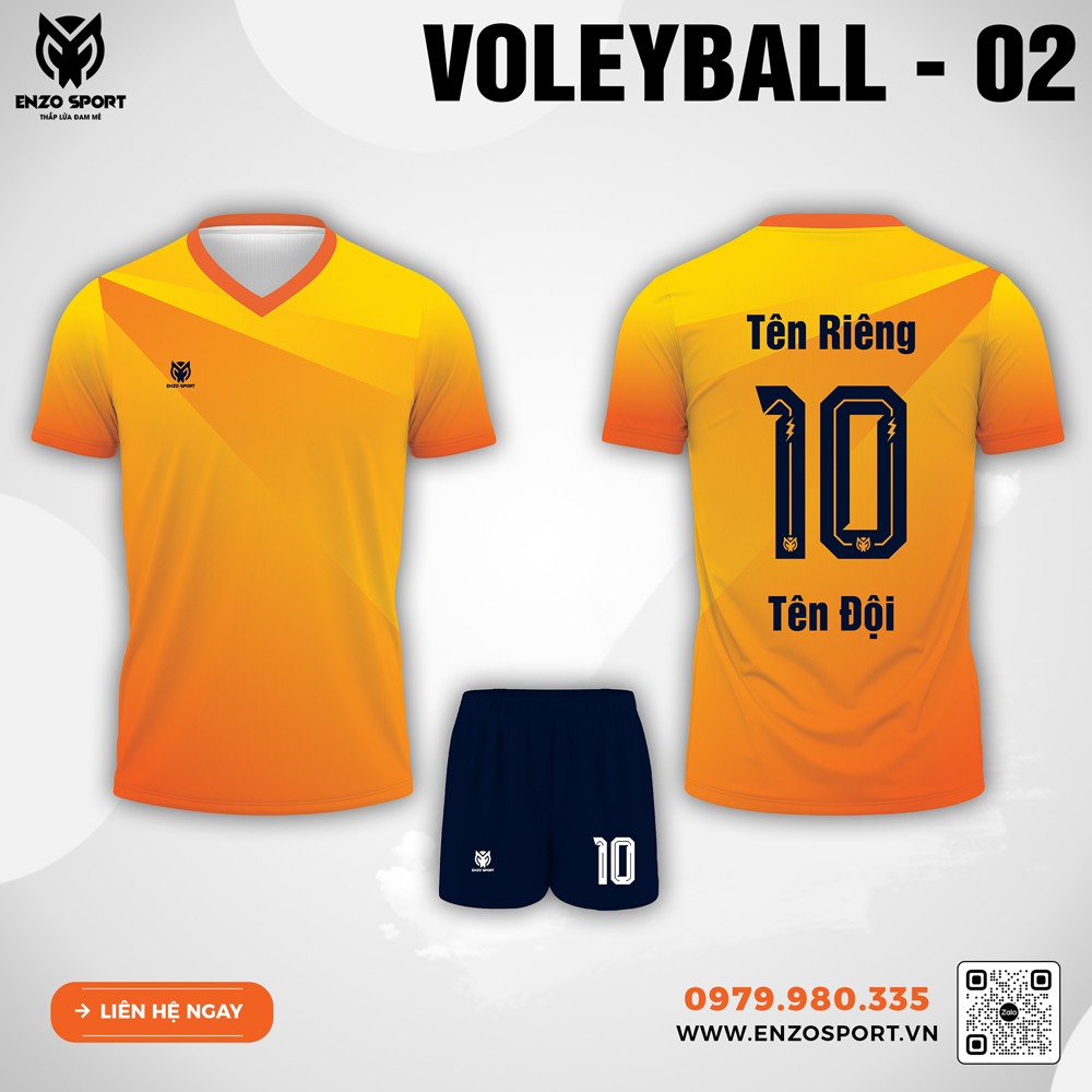 Đồng phục bóng chuyền VOLEYBALL - 02 màu cam vàng Enzo Sport