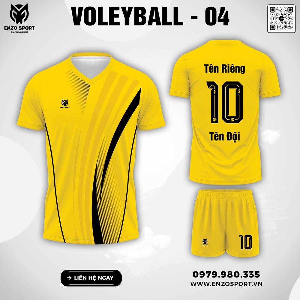 Áo bóng chuyền thiết kế màu vàng VOLEYBALL 04 của ENZO SPORT