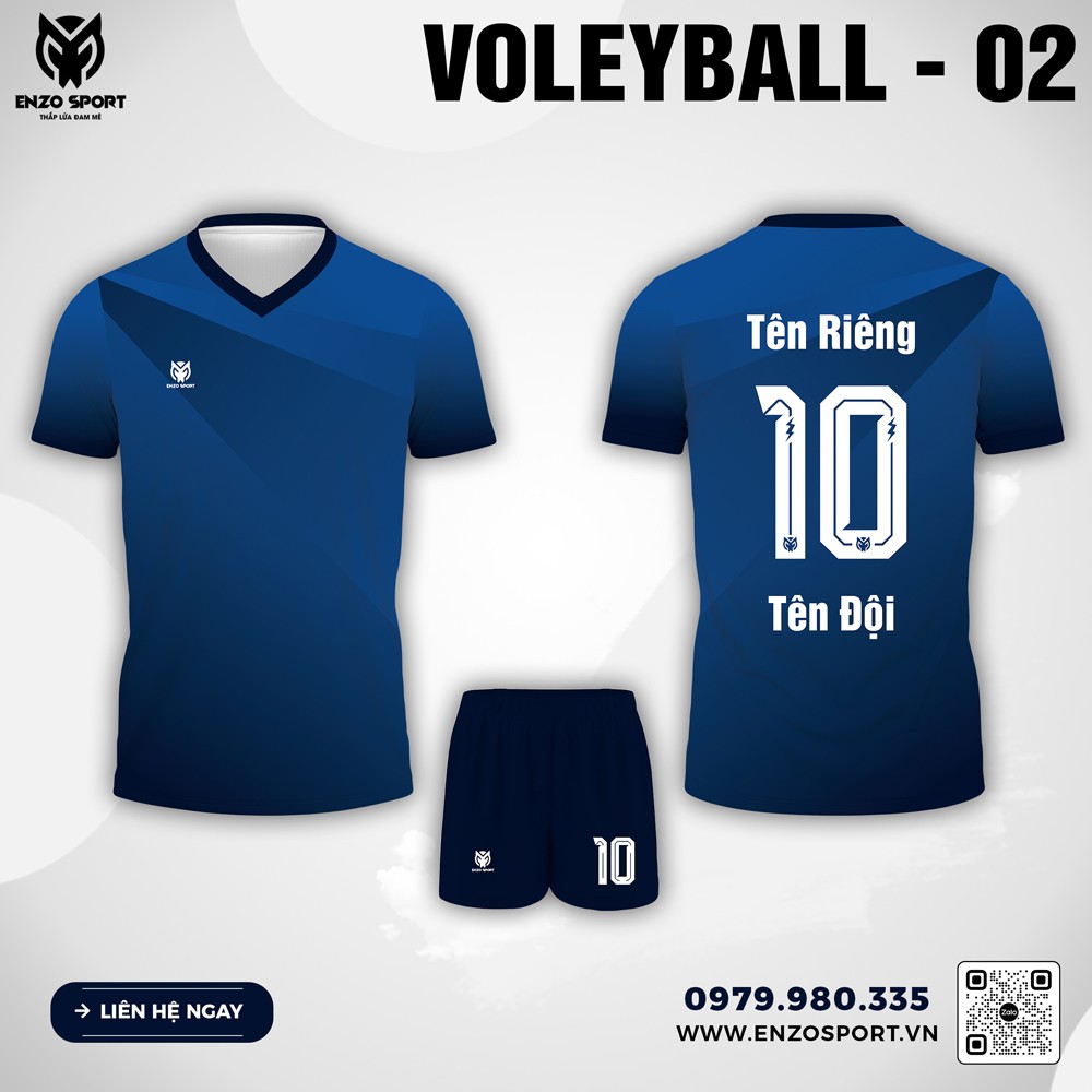 Áo bóng chuyền thiết kế theo yêu cầu màu xanh navy VOLLEYBALL - 02