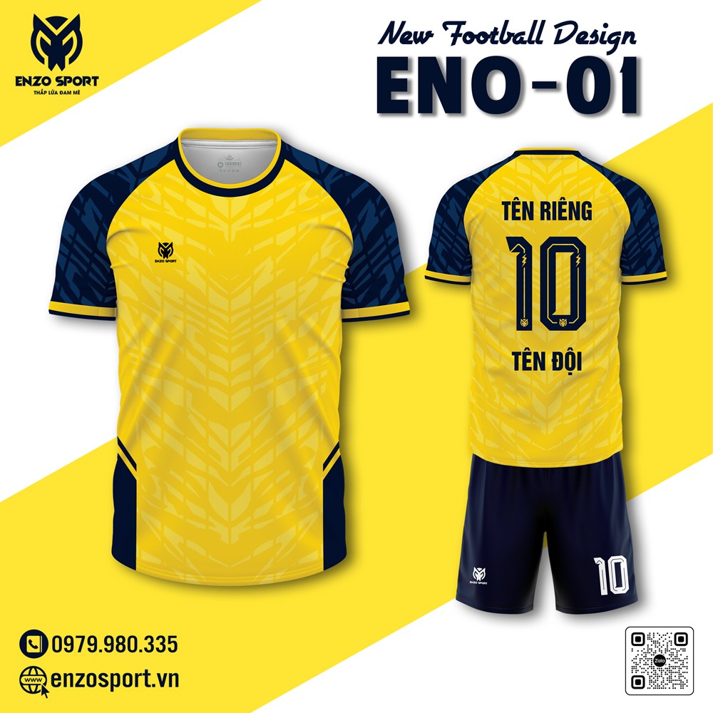 Bộ áo bóng đá ENO-01 màu vàng xanh navy từ ENZO SPORT