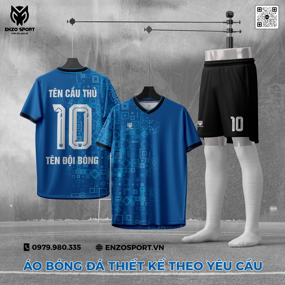 Áo bóng đá không logo ENO 11 màu xanh dương cá tính, trẻ trung
