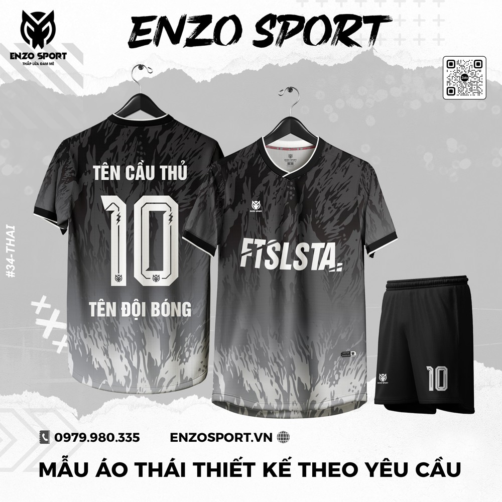 Áo bóng đá thiết kế màu đen xám theo yêu cầu - Mẫu 19