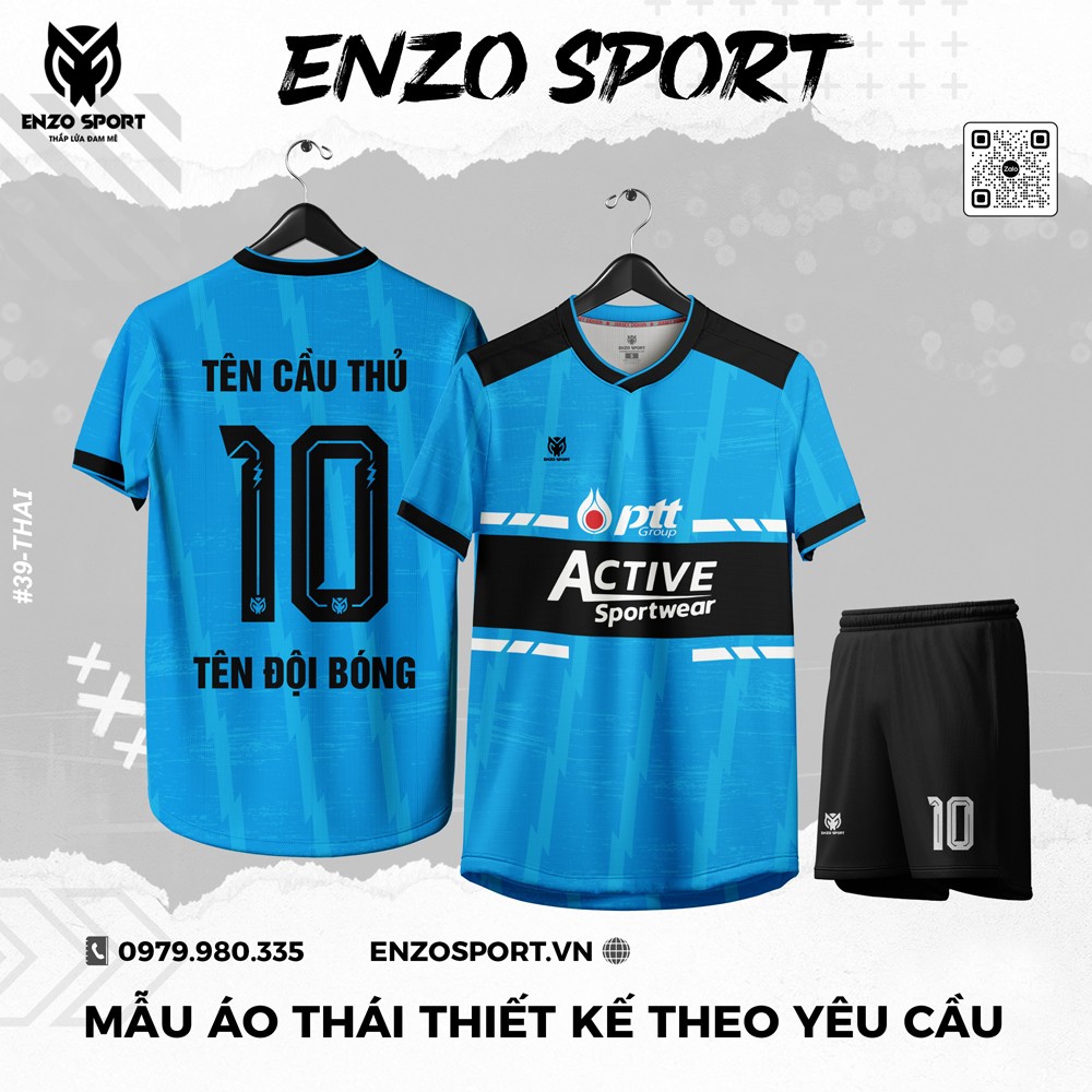 Áo bóng đá thiết kế theo yêu cầu ENZO SPORT màu xanh dương