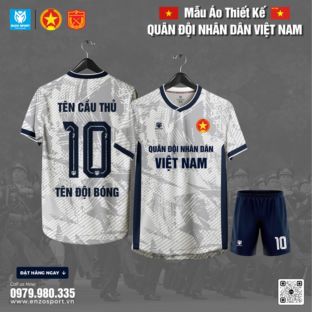 Áo bóng đá thiết kế Quân đội ghi xám xanh navy