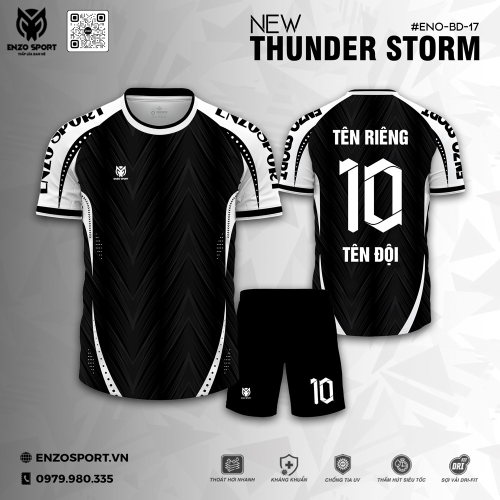 Áo bóng đá không logo màu đen trắng chất liệu Dri-Fit thoát hơi nhanh